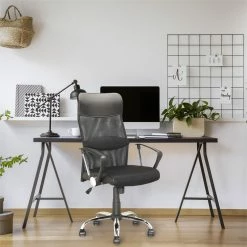Coupon 🔔 CorLiving Executive Office Chair In Black Leatherette And Mesh Fabric 🔔 -Deals Writing Desks Store 1976007 11 L