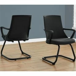 Deals 🥰 Monarch 35" Contemporary Mid Back Office Reception Arm Chair In Black (Set Of 2) 👏 -Deals Writing Desks Store 1987081 1 L