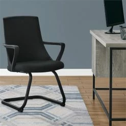 Deals 🥰 Monarch 35" Contemporary Mid Back Office Reception Arm Chair In Black (Set Of 2) 👏 -Deals Writing Desks Store 1987081 2 L