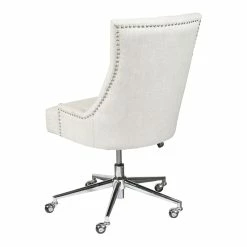 Promo 🔥 PRI Home Fare Button Tufted Adjustable Upholstered Office Chair In Beige 🥰 -Deals Writing Desks Store 1987453 9 L