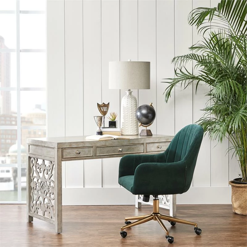 Brand new 😀 PRI Home Fare Upholstered Channel Tufted Office Chair In Emerald Green Velvet 🤩 4 Brand new 😀 PRI Home Fare Upholstered Channel Tufted Office Chair In Emerald Green Velvet 🤩 - Image 2