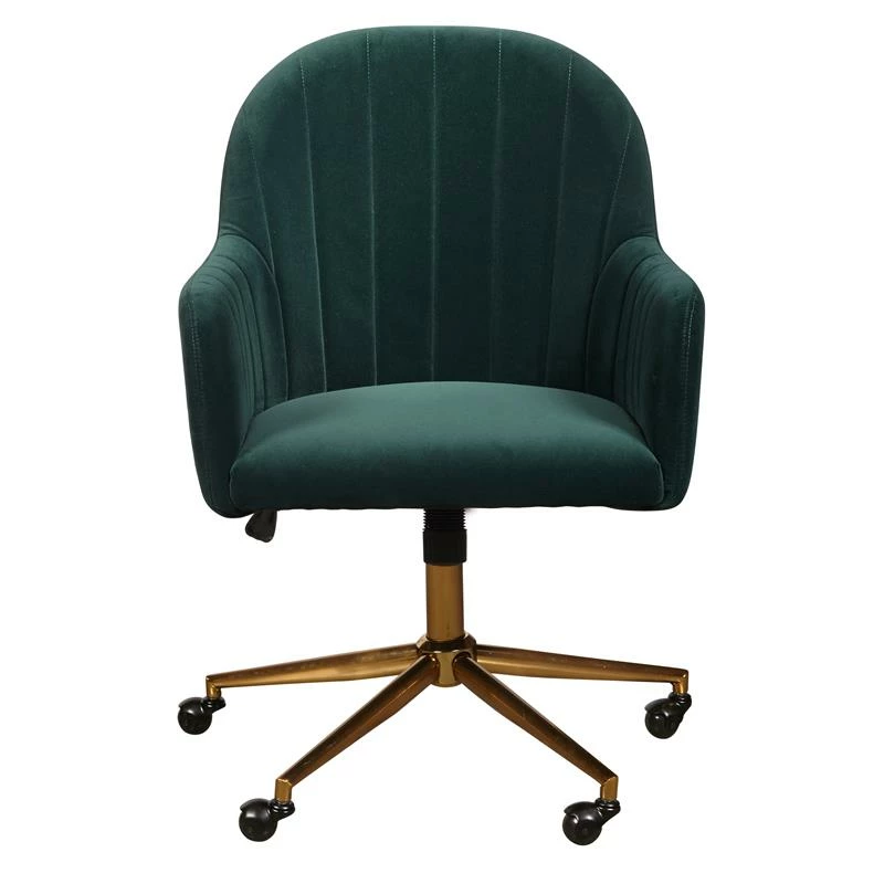 Brand new 😀 PRI Home Fare Upholstered Channel Tufted Office Chair In Emerald Green Velvet 🤩 3 Brand new 😀 PRI Home Fare Upholstered Channel Tufted Office Chair In Emerald Green Velvet 🤩