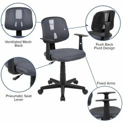 Coupon 🛒 Flash Furniture Fundamentals Pivot Mesh Back Office Swivel Chair In Gray 😀 11 Coupon 🛒 Flash Furniture Fundamentals Pivot Mesh Back Office Swivel Chair In Gray 😀 -Deals Writing Desks Store 1987922 4 L