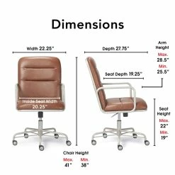 Buy 🔥 Finch Franklin Modern Leather Desk Chair Brown ✨ -Deals Writing Desks Store 1997735 14 L