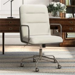 Outlet ✨ Finch Franklin Modern Fabric Desk Chair Cream 😉 -Deals Writing Desks Store 1997737 13 L