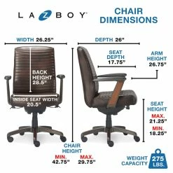 Brand new 👍 La-Z-Boy Office La-Z-Boy Emerson Executive Office Chair Brown ⭐ -Deals Writing Desks Store 1997740 17 L