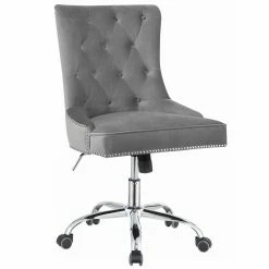 Best deal 🛒 Stonecroft Furniture Allen Velvet Tufted Swivel Adjustable Office Chair In Gray ⭐