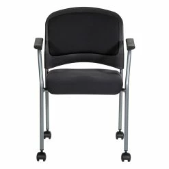 Best Sale 🧨 Office Star Titanium Finish Rolling Visitors Chair With Casters In Black Fabric ⌛ -Deals Writing Desks Store 2005506 1 L