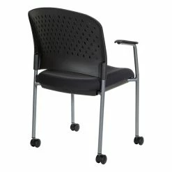 Best Sale 🧨 Office Star Titanium Finish Rolling Visitors Chair With Casters In Black Fabric ⌛ -Deals Writing Desks Store 2005506 3 L