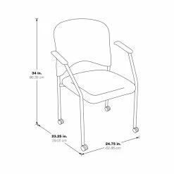 Best Sale 🧨 Office Star Titanium Finish Rolling Visitors Chair With Casters In Black Fabric ⌛ -Deals Writing Desks Store 2005506 4 L