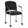 Best Sale 🧨 Office Star Titanium Finish Rolling Visitors Chair With Casters In Black Fabric ⌛ -Deals Writing Desks Store 2005506 L