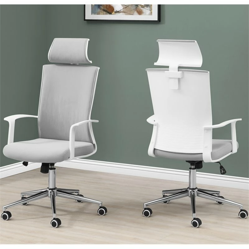 Cheap ๐ Monarch Contemporary High Back Office Swivel Chair In Gray And White โ 4 Cheap ๐ Monarch Contemporary High Back Office Swivel Chair In Gray And White โ - Image 2