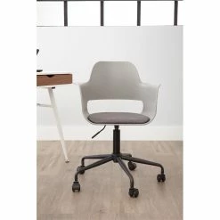 Budget 🧨 Unique Furniture Whistlers Black Metal Frame Home Office Chair In Gray 👍 -Deals Writing Desks Store 2005778 1 L