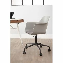 Budget 🧨 Unique Furniture Whistlers Black Metal Frame Home Office Chair In Gray 👍 -Deals Writing Desks Store 2005778 2 L