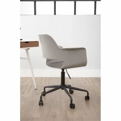 Budget 🧨 Unique Furniture Whistlers Black Metal Frame Home Office Chair In Gray 👍 -Deals Writing Desks Store 2005778 3 L