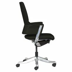 Discount ⭐ Unique Furniture Premium Leather Mid Back Office Chair In Black ❤️ -Deals Writing Desks Store 2005781 13 L