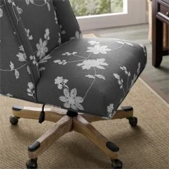Brand new 😍 Riverbay Furniture Kelby Embroidered Fabric Upholstered Office Chair In Gray 😍 -Deals Writing Desks Store 2008933 2 L