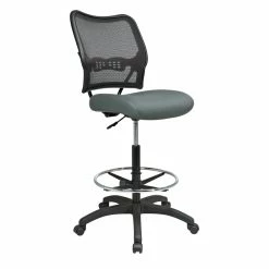Deals 🥰 Office Star Deluxe AirGrid Back Drafting Chair With Mesh Gray Fabric Seat ✔️