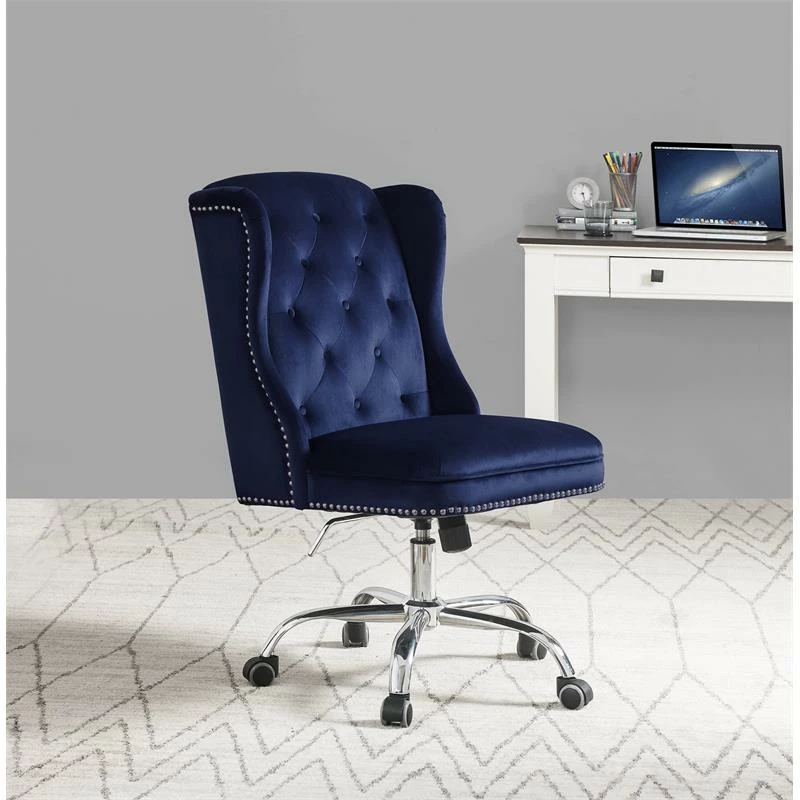 Wholesale 🎉 ACME Furniture ACME Jamesia Tufted Office Chair With Nailhead Trim In Midnight Blue Velvet 😍 4 Wholesale 🎉 ACME Furniture ACME Jamesia Tufted Office Chair With Nailhead Trim In Midnight Blue Velvet 😍 - Image 2