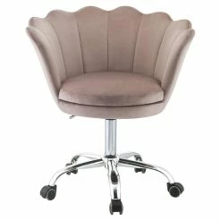 Best Sale 🤩 ACME Furniture ACME Micco Tufted Velvet Upholstered Office Chair In Rose Quartz And Chrome 💯 -Deals Writing Desks Store 2020566 9 L