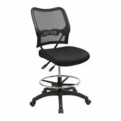 Hot Sale 🌟 Office Star Deluxe Ergonomic AirGrid Back Black Fabric Drafting Chair With Mesh Seat 🥰