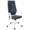 Brand new 🎁 Techni Mobili Modern Fabric And Nylon Base Studio Office Chair In Gray/White 🧨 -Deals Writing Desks Store 2104336 L