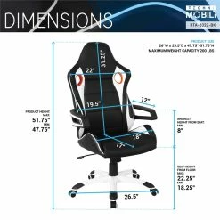 Hot Sale ✔️ Techni Mobili Polyurethane Fabric Racing Style Home & Office Chair In Black 😉 -Deals Writing Desks Store 2104337 1 L