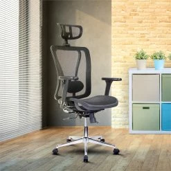 Promo 😍 Techni Mobili High-Back Executive Fabric Mesh Office Chair With Headrest - Black 👏 -Deals Writing Desks Store 2104356 2 L