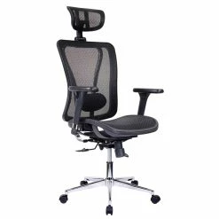 Promo ๐ Techni Mobili High-Back Executive Fabric Mesh Office Chair With Headrest - Black ๐