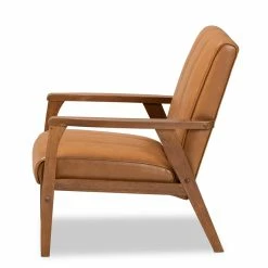 Deals 🛒 Baxton Studio Tan Faux Leather Upholstered And Brown Finished Wood Lounge Chair ⌛ 17 Deals 🛒 Baxton Studio Tan Faux Leather Upholstered And Brown Finished Wood Lounge Chair ⌛ -Deals Writing Desks Store 2106844 7 L