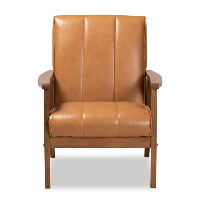 Deals 🛒 Baxton Studio Tan Faux Leather Upholstered And Brown Finished Wood Lounge Chair ⌛ 4 Deals 🛒 Baxton Studio Tan Faux Leather Upholstered And Brown Finished Wood Lounge Chair ⌛ - Image 2