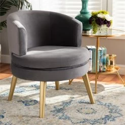 Top 10 🤩 Baxton Studio Grey Velvet Fabric Upholstered And Gold Finished Wood Accent Chair ⌛ -Deals Writing Desks Store 2106850 1 L