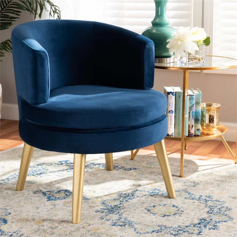 Best Pirce ๐ Baxton Studio Blue Velvet Fabric Upholstered And Gold Finished Wood Accent Chair ๐ 5 Best Pirce ๐ Baxton Studio Blue Velvet Fabric Upholstered And Gold Finished Wood Accent Chair ๐ - Image 3