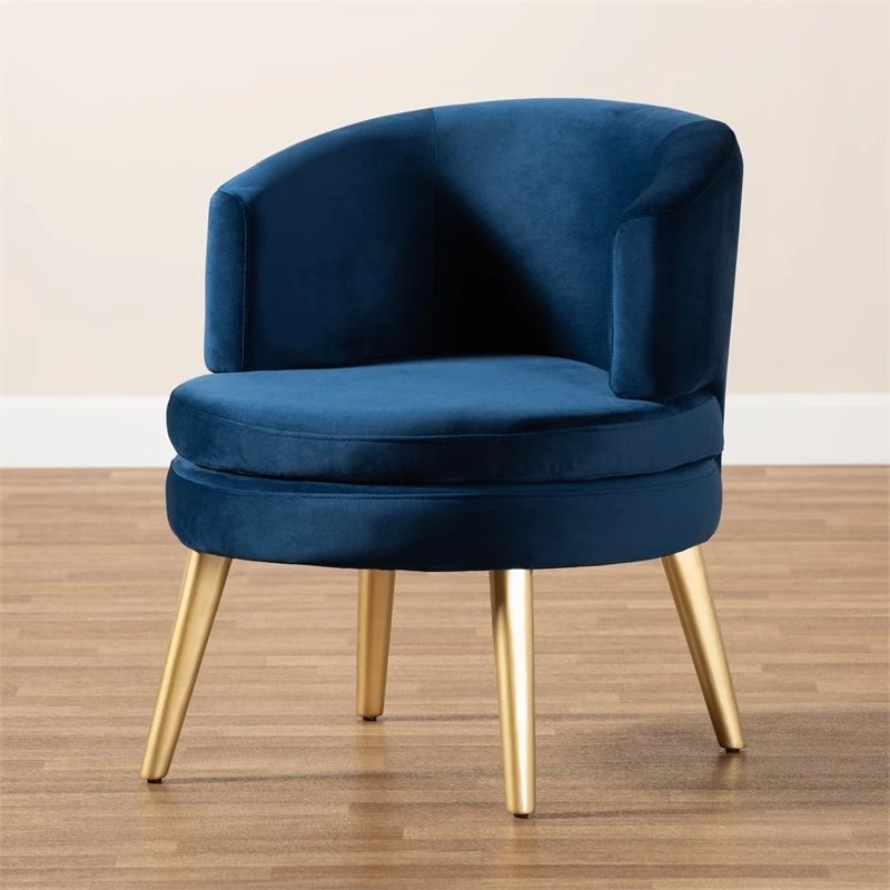 Best Pirce ๐ Baxton Studio Blue Velvet Fabric Upholstered And Gold Finished Wood Accent Chair ๐ 6 Best Pirce ๐ Baxton Studio Blue Velvet Fabric Upholstered And Gold Finished Wood Accent Chair ๐ - Image 4