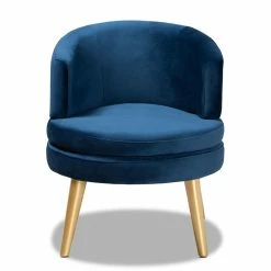 Best Pirce 👏 Baxton Studio Blue Velvet Fabric Upholstered And Gold Finished Wood Accent Chair 😀
