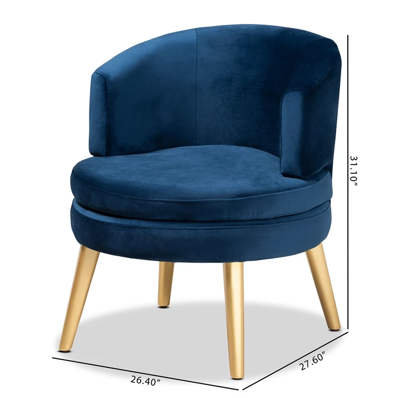 Best Pirce ๐ Baxton Studio Blue Velvet Fabric Upholstered And Gold Finished Wood Accent Chair ๐ 4 Best Pirce ๐ Baxton Studio Blue Velvet Fabric Upholstered And Gold Finished Wood Accent Chair ๐ - Image 2