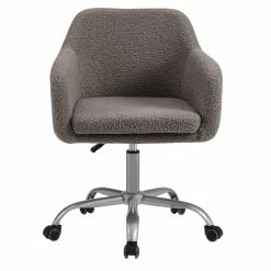 Outlet 🌟 Linon Colton Metal Upholstered Office Chair In Gray 🤩 -Deals Writing Desks Store 2116721 1 L