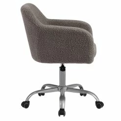Outlet 🌟 Linon Colton Metal Upholstered Office Chair In Gray 🤩 -Deals Writing Desks Store 2116721 4 L
