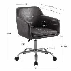 Best reviews of 🎁 Linon Colton Metal Upholstered Office Chair In Charcoal 🥰 -Deals Writing Desks Store 2116725 12 L