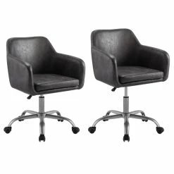 Best reviews of 🎁 Linon Colton Metal Upholstered Office Chair In Charcoal 🥰 -Deals Writing Desks Store 2116725 3 L