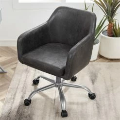 Best reviews of 🎁 Linon Colton Metal Upholstered Office Chair In Charcoal 🥰 -Deals Writing Desks Store 2116725 9 L