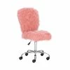 Cheap 🧨 Linon Cami Faux Fur Upholstered Armless Office Chair In Blush Pink ⌛ -Deals Writing Desks Store 2116727 10 L