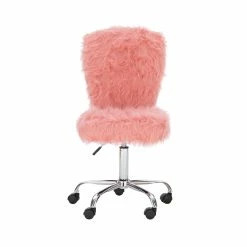 Cheap 🧨 Linon Cami Faux Fur Upholstered Armless Office Chair In Blush Pink ⌛ -Deals Writing Desks Store 2116727 11 L
