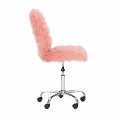 Cheap 🧨 Linon Cami Faux Fur Upholstered Armless Office Chair In Blush Pink ⌛ -Deals Writing Desks Store 2116727 17 L