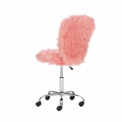 Cheap 🧨 Linon Cami Faux Fur Upholstered Armless Office Chair In Blush Pink ⌛ -Deals Writing Desks Store 2116727 18 L
