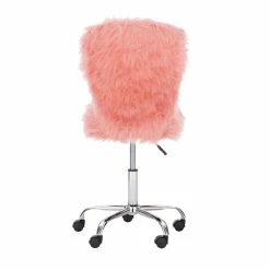 Cheap 🧨 Linon Cami Faux Fur Upholstered Armless Office Chair In Blush Pink ⌛ -Deals Writing Desks Store 2116727 19 L