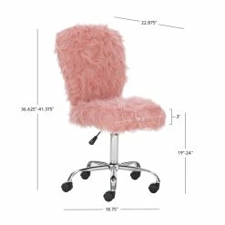 Cheap 🧨 Linon Cami Faux Fur Upholstered Armless Office Chair In Blush Pink ⌛ -Deals Writing Desks Store 2116727 23 L