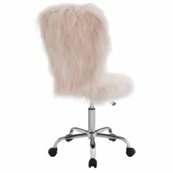 Deals 🔔 Riverbay Furniture Faux Fur Upholstered Armless Office Chair In Blush Pink ⌛ -Deals Writing Desks Store 2118696 2 L