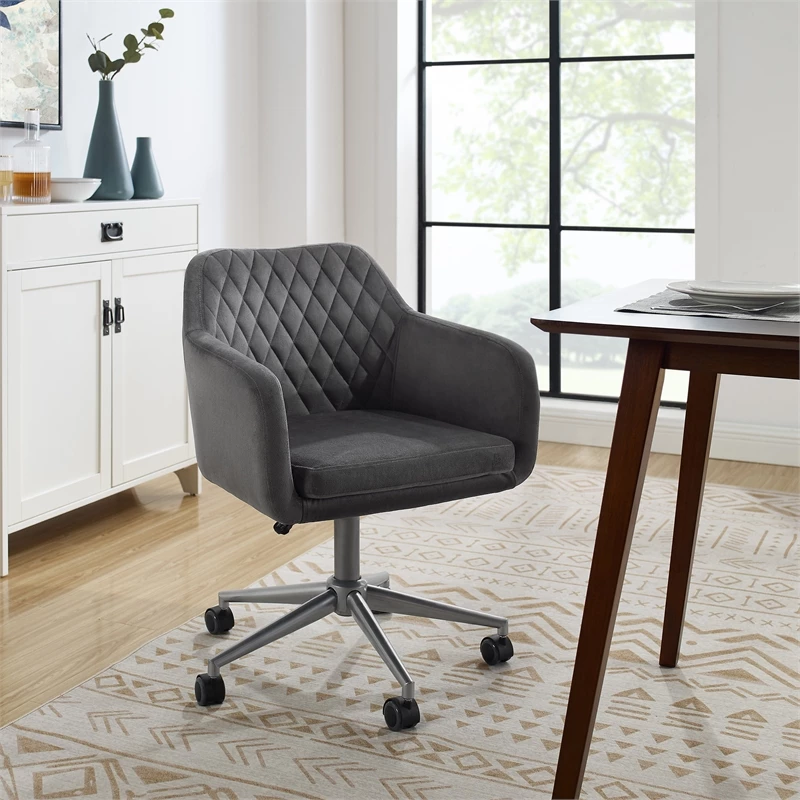 Flash Sale ⌛ Riverbay Furniture Upholstered Quilted Office Chair In Gray 🌟 5 Flash Sale ⌛ Riverbay Furniture Upholstered Quilted Office Chair In Gray 🌟 - Image 3