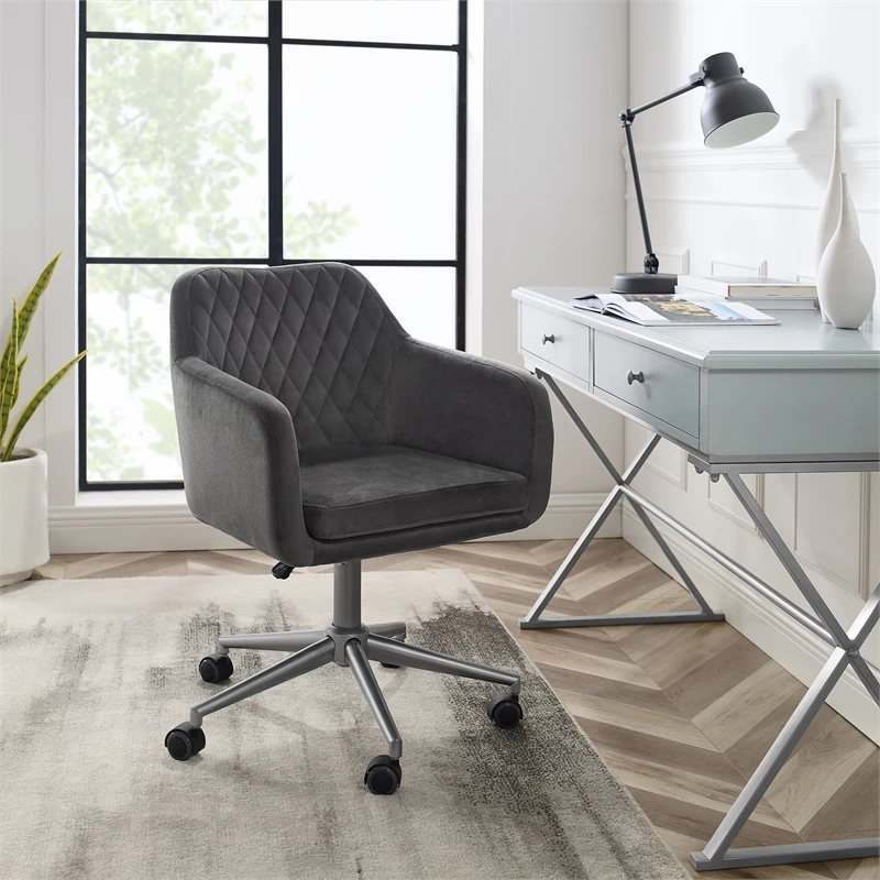 Flash Sale ⌛ Riverbay Furniture Upholstered Quilted Office Chair In Gray 🌟 12 Flash Sale ⌛ Riverbay Furniture Upholstered Quilted Office Chair In Gray 🌟 - Image 10